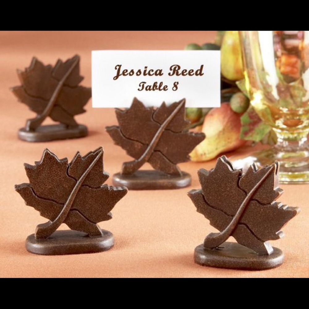 KATE ASPEN maple leaf placecard holder: 28 sets of 4 available - NWOT